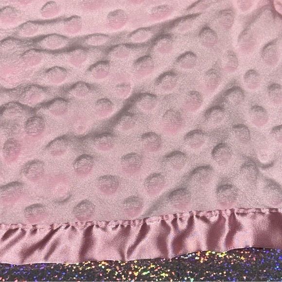 Lovie Security Blanket Pink Dog Minky Dot Lovey 16 in. Satin Back Trim Baby Toy - Picture 3 of 12